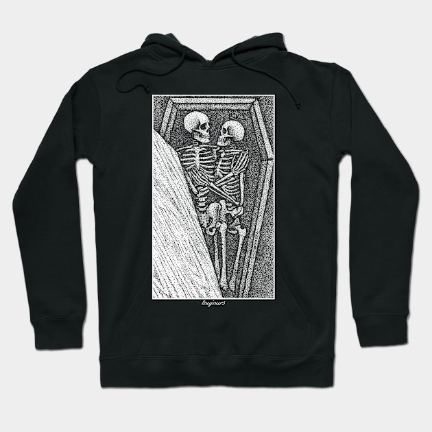 Toujours - Skeleton Lovers Pointilism Hoodie by GAz